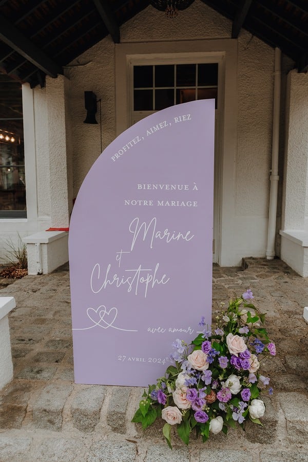 Décoratrice de mariage, panneau de bienvenue sur mesure
