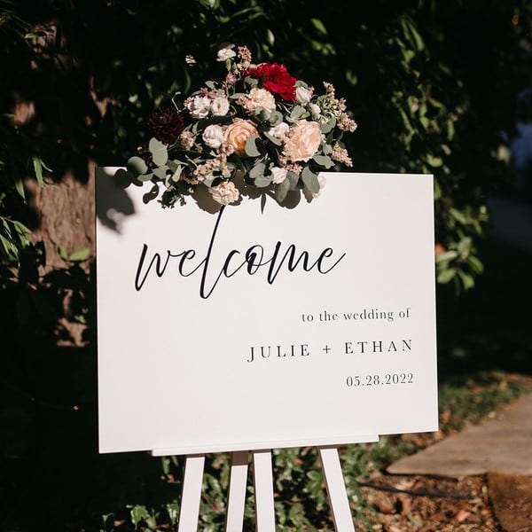 Décoratrice de mariage, panneau de bienvenue