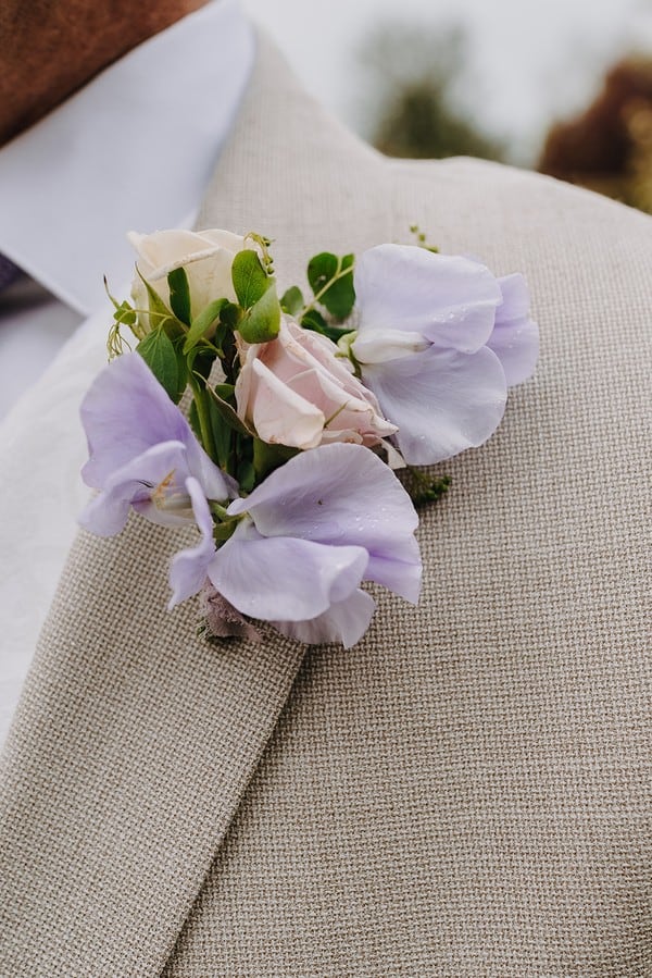 Wedding boutonniere with flowers