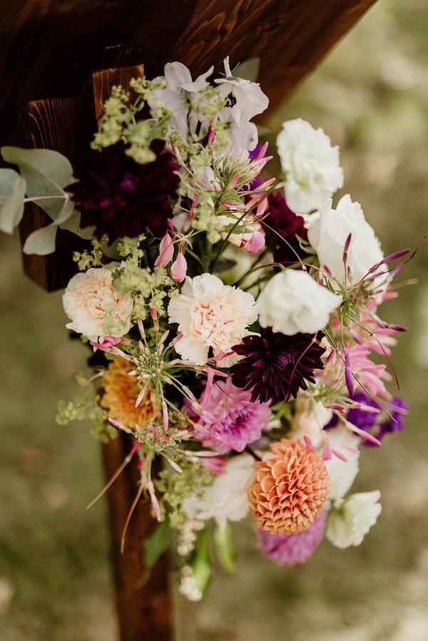 Rustic floral design on wooden structure