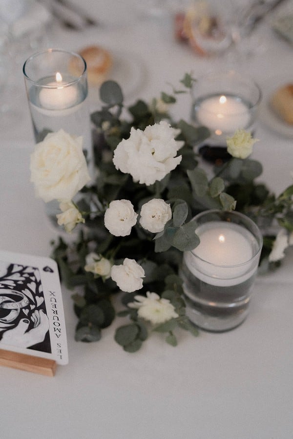 Table decor with candles and flowers