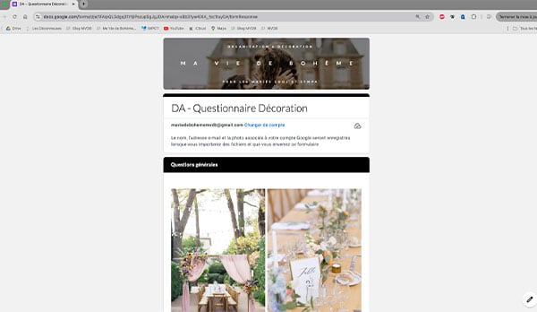 décoratrice de mariage, questionnaire décoration mariage